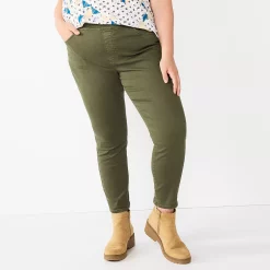 Plus Size Sonoma Goods For Life® Comfortable Favorite Mid-Rise Jeggings -Glamix Store 4916239 Olive