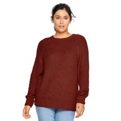 Women's Sonoma Goods For Life® All Over Stitch Crewneck Sweater -Glamix Store 4923526 Brown