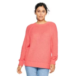 Women's Sonoma Goods For Life® All Over Stitch Crewneck Sweater -Glamix Store 4923526 Coral Breeze