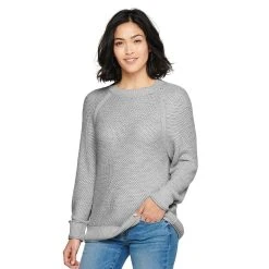 Women's Sonoma Goods For Life® All Over Stitch Crewneck Sweater -Glamix Store 4923526 Light Gray