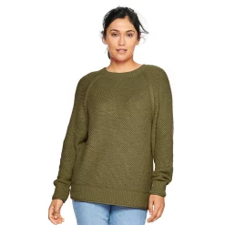 Women's Sonoma Goods For Life® All Over Stitch Crewneck Sweater -Glamix Store 4923526 Odyssey Green