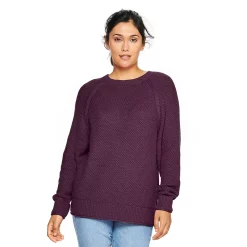 Women's Sonoma Goods For Life® All Over Stitch Crewneck Sweater -Glamix Store 4923526 Purple