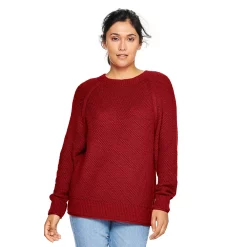 Women's Sonoma Goods For Life® All Over Stitch Crewneck Sweater -Glamix Store 4923526 Red