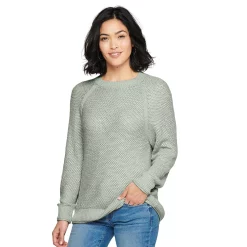 Women's Sonoma Goods For Life® All Over Stitch Crewneck Sweater -Glamix Store 4923526 Sage