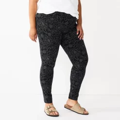 Plus Size Sonoma Goods For Life® Midrise Leggings -Glamix Store 4966829 Black Floral