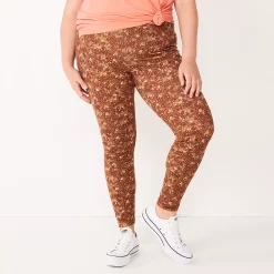 Plus Size Sonoma Goods For Life® Midrise Leggings -Glamix Store 4966829 Brown Floral