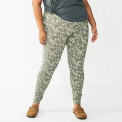 Plus Size Sonoma Goods For Life® Midrise Leggings -Glamix Store 4966829 Gray Floral