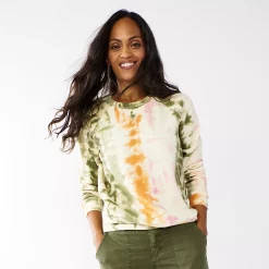 Women's Sonoma Goods For Life® Everyday Crewneck Sweatshirt -Glamix Store 4974237 Green Tie Dye