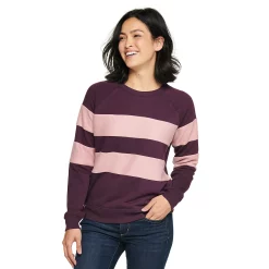 Women's Sonoma Goods For Life® Everyday Crewneck Sweatshirt -Glamix Store 4974237 Plum Stripe
