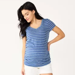 Maternity Sonoma Goods For Life® Essential V-Neck Tee -Glamix Store 4980526 Blue Stripe