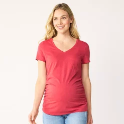 Maternity Sonoma Goods For Life® Essential V-Neck Tee -Glamix Store 4980526 Coral