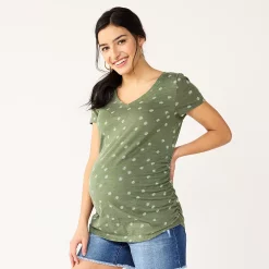 Maternity Sonoma Goods For Life® Essential V-Neck Tee -Glamix Store 4980526 Olive Daisy