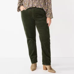 Plus Size Sonoma Goods For Life® Premium Elastic-Waist Midrise Straight-Leg Jeans -Glamix Store 4988856 Army Bottle