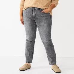Plus Size Sonoma Goods For Life® Premium Elastic-Waist Midrise Straight-Leg Jeans -Glamix Store 4988856 Bellam