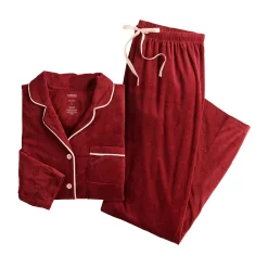 Women's Sonoma Goods For Life® Velour Long Sleeve Pajama Shirt & Pajama Pants Sleep Set 21 Women's Sonoma Goods For Life® Velour Long Sleeve Pajama Shirt & Pajama Pants Sleep Set -Glamix Store 5033010 ALT5