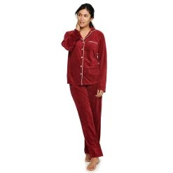 Women's Sonoma Goods For Life® Velour Long Sleeve Pajama Shirt & Pajama Pants Sleep Set 13 Women's Sonoma Goods For Life® Velour Long Sleeve Pajama Shirt & Pajama Pants Sleep Set -Glamix Store 5033010 Red Embossed Heart
