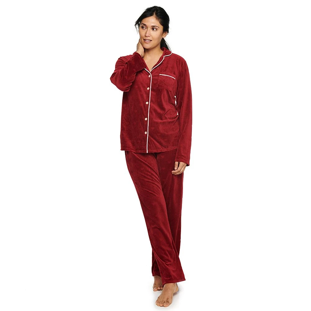 Women's Sonoma Goods For Life® Velour Long Sleeve Pajama Shirt & Pajama Pants Sleep Set 3 Women's Sonoma Goods For Life® Velour Long Sleeve Pajama Shirt & Pajama Pants Sleep Set - Image 3
