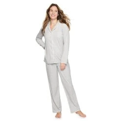 Women's Sonoma Goods For Life® Velour Long Sleeve Pajama Shirt & Pajama Pants Sleep Set 18 Women's Sonoma Goods For Life® Velour Long Sleeve Pajama Shirt & Pajama Pants Sleep Set -Glamix Store 5033010 Silver Heather