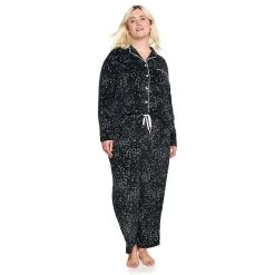 Plus Size Sonoma Goods For Life® Velour Pajama Shirt & Pajama Pants Set -Glamix Store 5033014 ALT2