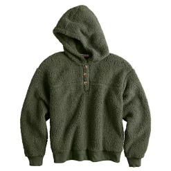 Women's Sonoma Goods For Life® Henley Sherpa Hoodie -Glamix Store 5092725 ALT5