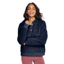 Women's Sonoma Goods For Life® Henley Sherpa Hoodie -Glamix Store 5092725 Navy