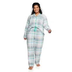 Plus Size Sonoma Goods For Life® Flannel Pajama Shirt & Pajama Pants Set -Glamix Store 5146738 ALT2