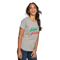 Women's Sonoma Goods For Life® Short Sleeve Holiday Graphic Tee -Glamix Store 5180762 Feelin Fefstive