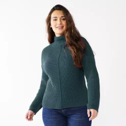Women's Sonoma Goods For Life® Exposed Seaming Mockneck Sweater -Glamix Store 5195667 Green Twist