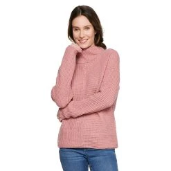Women's Sonoma Goods For Life® Exposed Seaming Mockneck Sweater -Glamix Store 5195667 Peach Layer