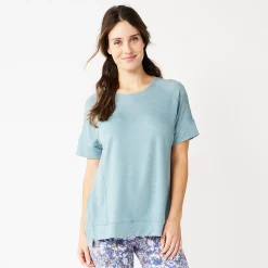 Women's Sonoma Goods For Life® Supersoft Short Sleeve Tunic -Glamix Store 5231865 Light Blue Gray