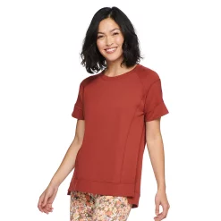 Women's Sonoma Goods For Life® Supersoft Short Sleeve Tunic -Glamix Store 5231865 Rust Burgandy
