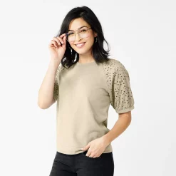 Women's Sonoma Goods For Life® Puff Sleeve Sweatshirt -Glamix Store 5237696 Cement Boardwalk