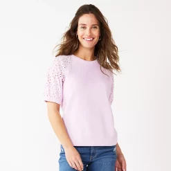 Women's Sonoma Goods For Life® Puff Sleeve Sweatshirt -Glamix Store 5237696 Daydream Purple