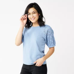 Women's Sonoma Goods For Life® Puff Sleeve Sweatshirt -Glamix Store 5237696 Washed Blue