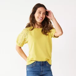 Women's Sonoma Goods For Life® Puff Sleeve Sweatshirt -Glamix Store 5237696 Washed Green