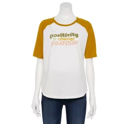 Women's Sonoma Goods For Life® Elbow Sleeve Baseball Graphic Tee -Glamix Store 5242399 Ivory Positivity