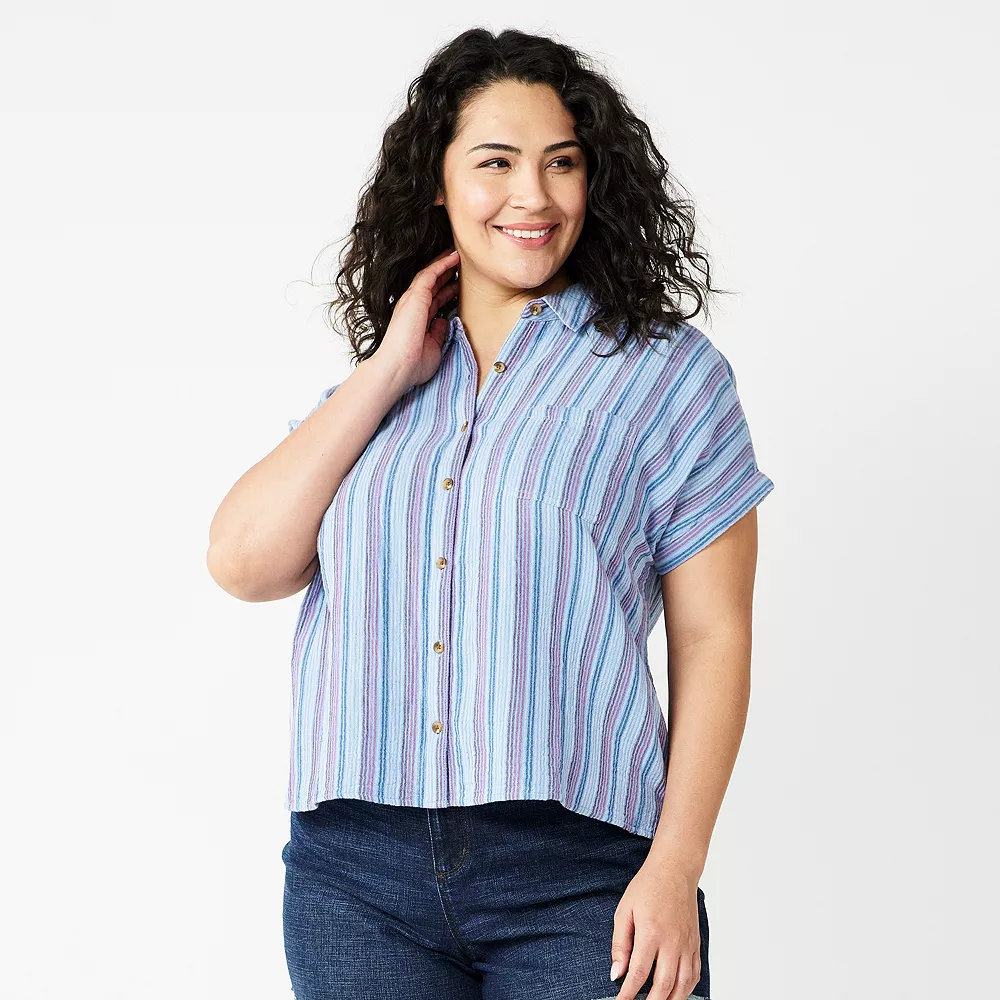 Plus Size Sonoma Goods For Life® Short Sleeve Button Down Top 2 Plus Size Sonoma Goods For Life® Short Sleeve Button Down Top - Image 2