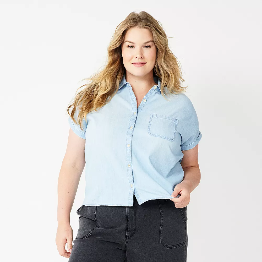 Plus Size Sonoma Goods For Life® Short Sleeve Button Down Top 3 Plus Size Sonoma Goods For Life® Short Sleeve Button Down Top - Image 3