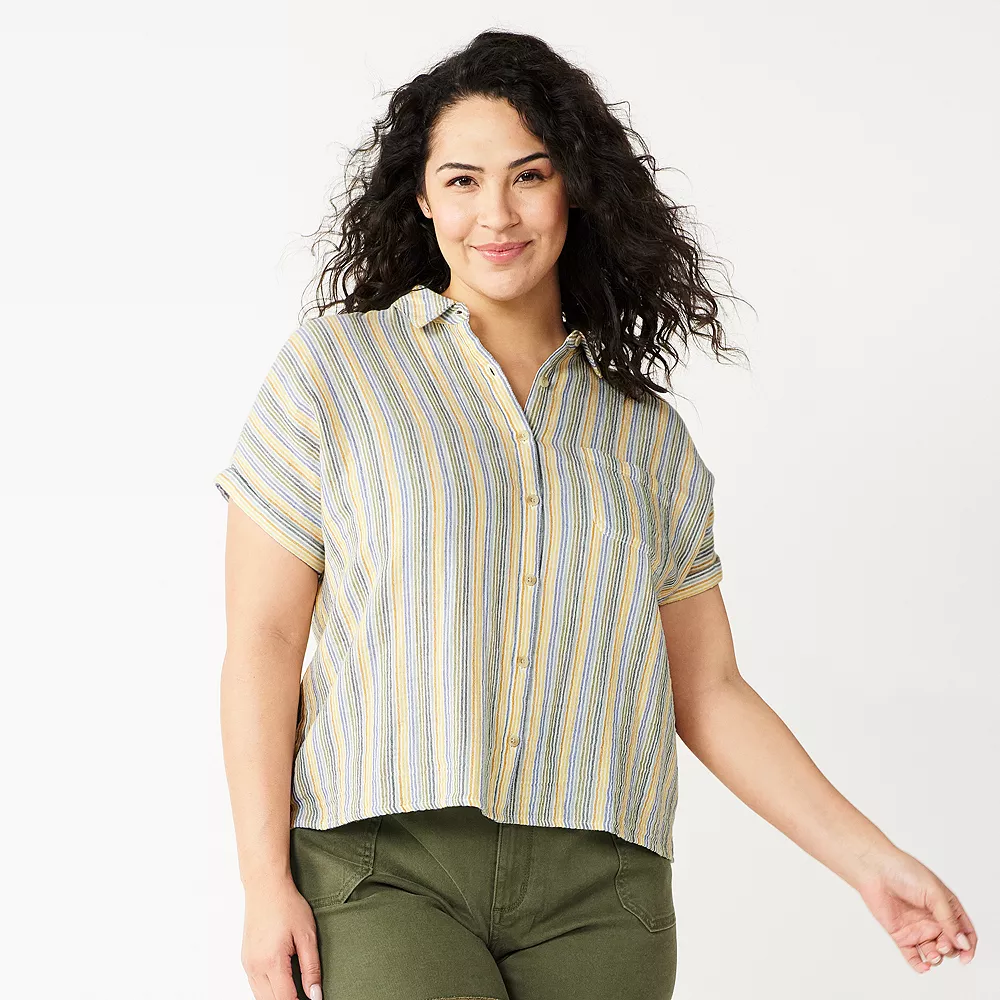 Plus Size Sonoma Goods For Life® Short Sleeve Button Down Top 1 Plus Size Sonoma Goods For Life® Short Sleeve Button Down Top