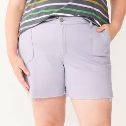 Plus Size Sonoma Goods For Life® Premium High-Waist Denim Shorts -Glamix Store 5261004 Lavender