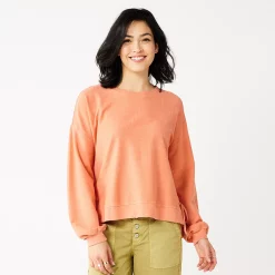 Women's Sonoma Goods For Life® Side Tie Sweatshirt -Glamix Store 5271671 Oak Orange