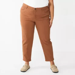 Plus Size Sonoma Goods For Life® Premium Rolled Girlfriend Jeans -Glamix Store 5272706 Puebla Brown