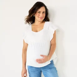 Maternity Sonoma Goods For Life® Squareneck Ruffle Top -Glamix Store 5525569 Vital White