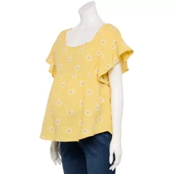 Maternity Sonoma Goods For Life® Squareneck Ruffle Top -Glamix Store 5525569 Yellow Floral