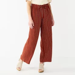 Women's Sonoma Goods For Life® Wide-Leg Linen Blend Pants -Glamix Store 5545402 Cinnamon Stripe