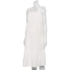 Maternity Sonoma Goods For Life® Smocked Tie-Shoulder Midi Dress -Glamix Store 5548733 White