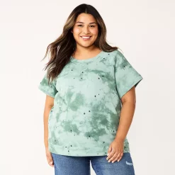 Plus Size Sonoma Goods For Life® Short-Sleeve Fleece Sweatshirt -Glamix Store 5550378 Star Tie Dye