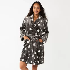 Women's Sonoma Goods For Life® Short Plush Robe -Glamix Store 5574694 Gray Celestial