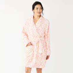 Women's Sonoma Goods For Life® Short Plush Robe -Glamix Store 5574694 Pink Animal