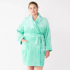 Plus Size Sonoma Goods For Life® Short Plush Robe -Glamix Store 5574695 Aqua